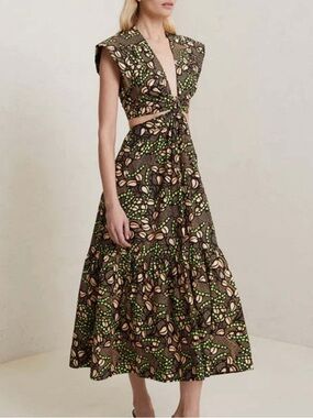 A.L.C. Alexandria Green/Peach cutout midi dress